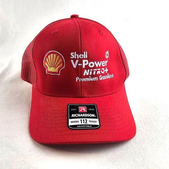 Shell V-Power Nitro+ Premium Gasoline Trucker Hat Snapback Red Richardson 112